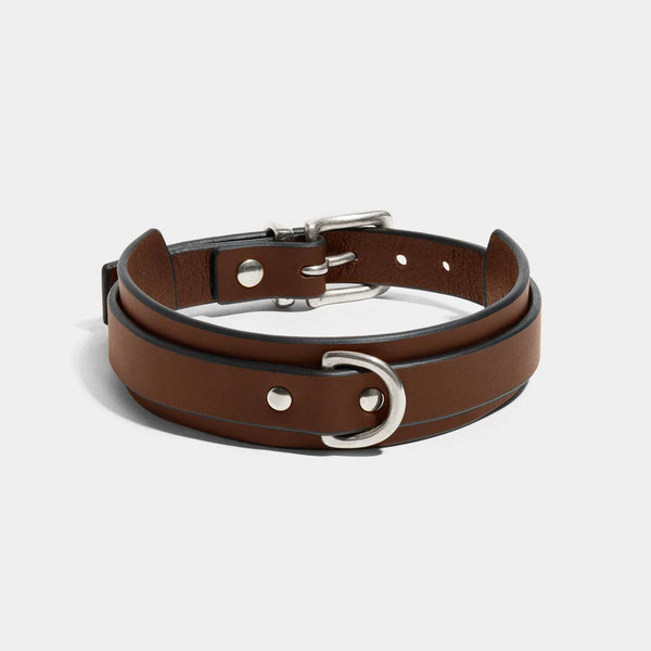 Clearance online - Brown leather cuffs & Two Brown Collars Set (EK525)